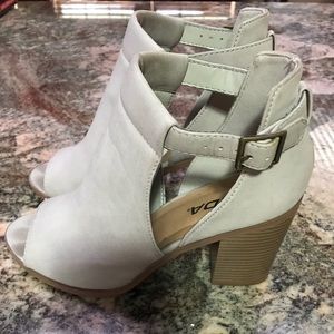 Open toe buckled booties!